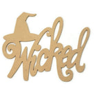 Shop For Wicked Script Wood Cutout with Witch Hat - Unfinished Wood at Michelle's aDOORable Creations