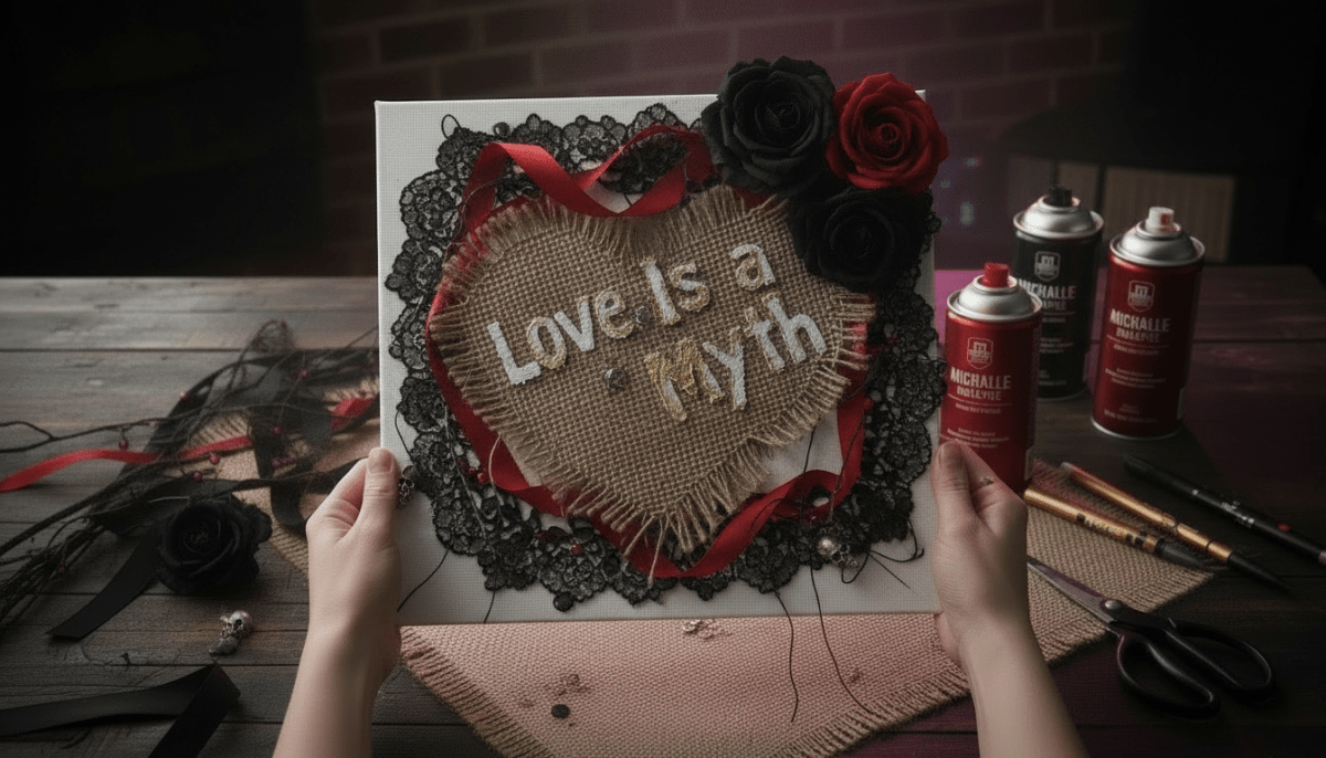 DIY Grunge Valentine Wall Art: “Love Is a Myth” - Michelle's aDOORable Creations