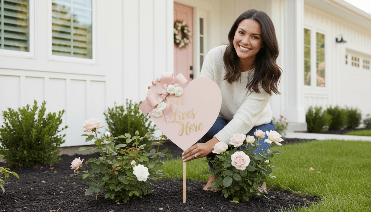 DIY Modern Romance Valentine’s Wood Yard Sign - Michelle's aDOORable Creations