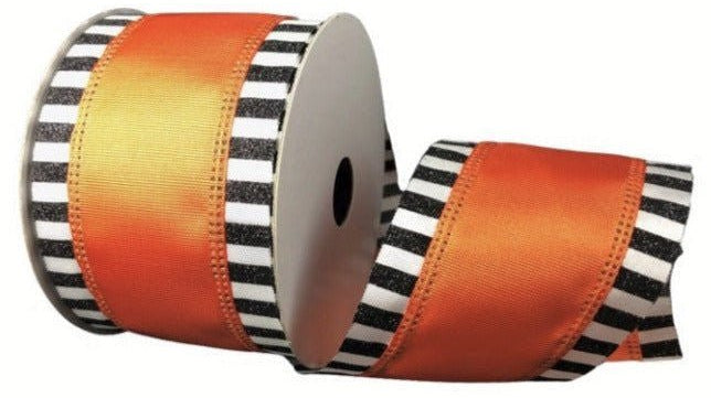 Enhancing Décor with Michelle's Black & White Glitter Edge Ribbon - Orange - Michelle's aDOORable Creations