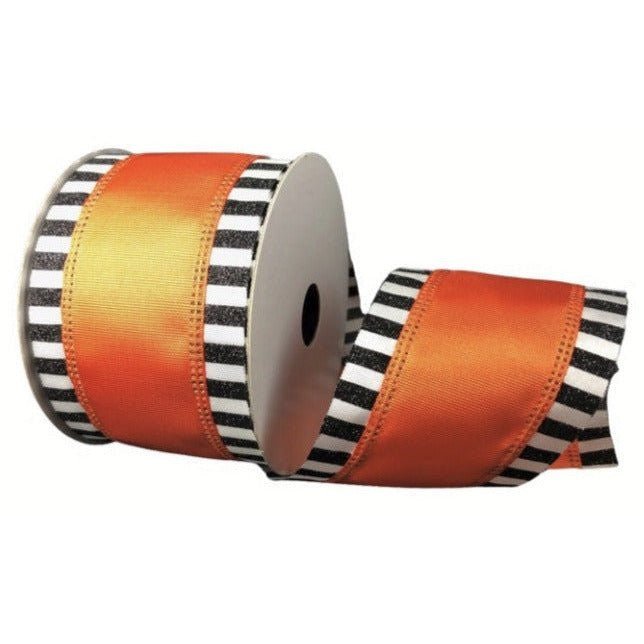 Enhancing Décor with Michelle's Black & White Glitter Edge Ribbon - Orange - Michelle's aDOORable Creations
