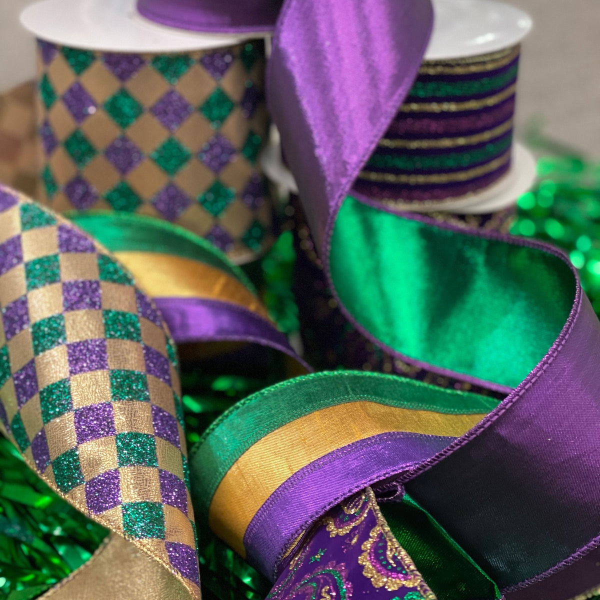 Mardi Gras Ribbon - Wired Ribbon – Michelle's aDOORable Creations