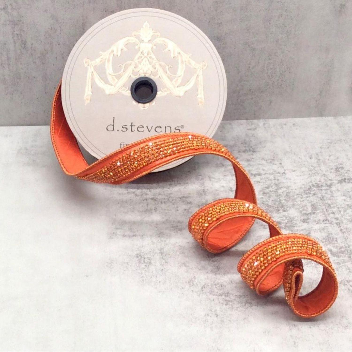 1" Metallic Dupion Duchess Jewel Ribbon: Orange (5 Yards)