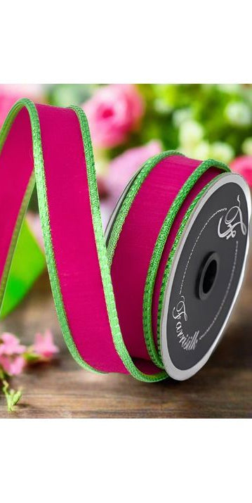 1" Accent Cord Ribbon: Hot Pink/Lime (10 Yards) - Michelle's aDOORable Creations - Wired Edge Ribbon