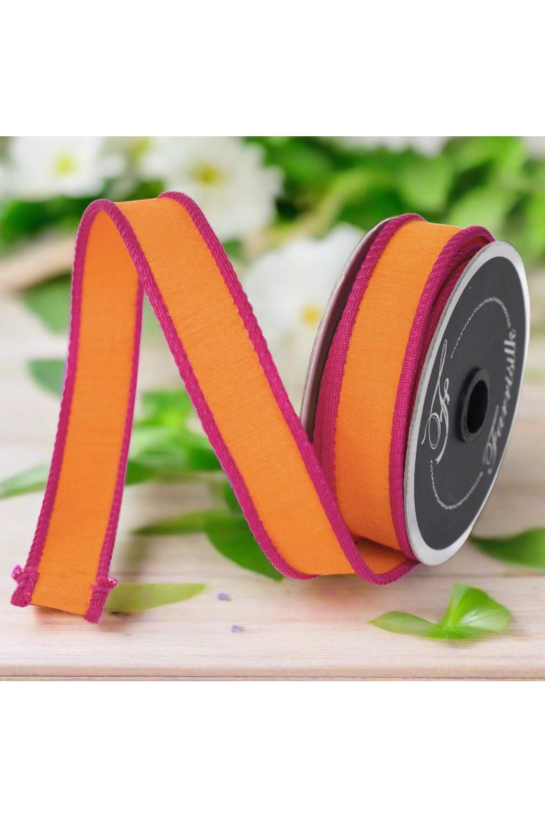 1" Accent Cord Ribbon: Orange/Hot Pink (10 Yards) - Michelle's aDOORable Creations - Wired Edge Ribbon