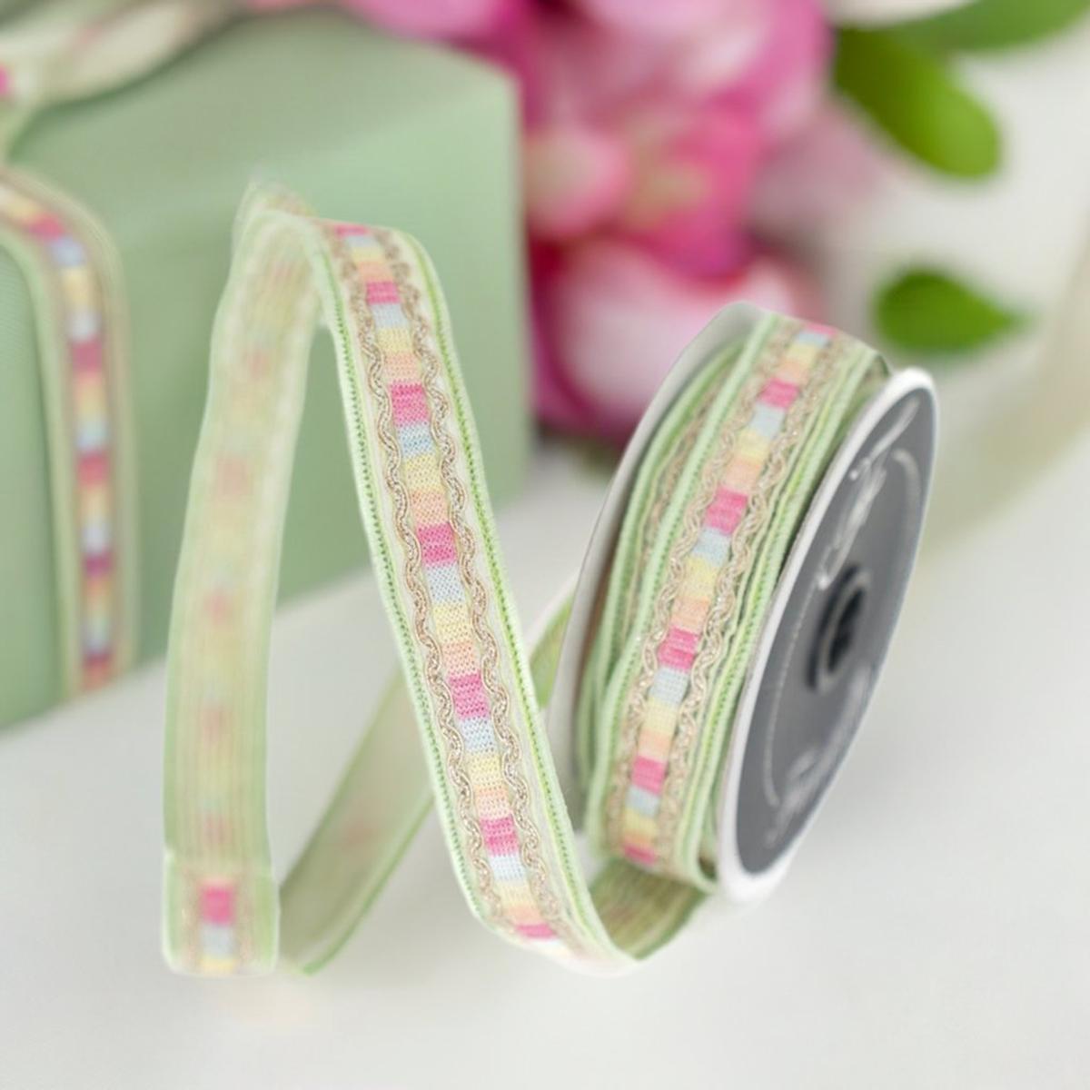 Shop For 1" Pastel Border Ribbon: Green (10 Yards) at Michelle's aDOORable Creations