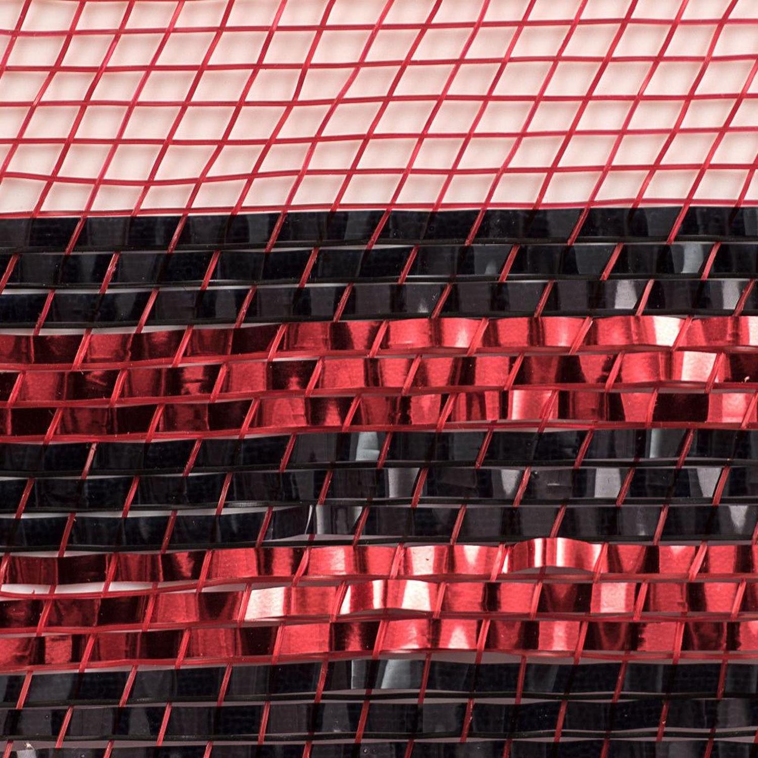 10" Border Stripe Metallic Mesh Ribbon: Red/Black (10 Yards)