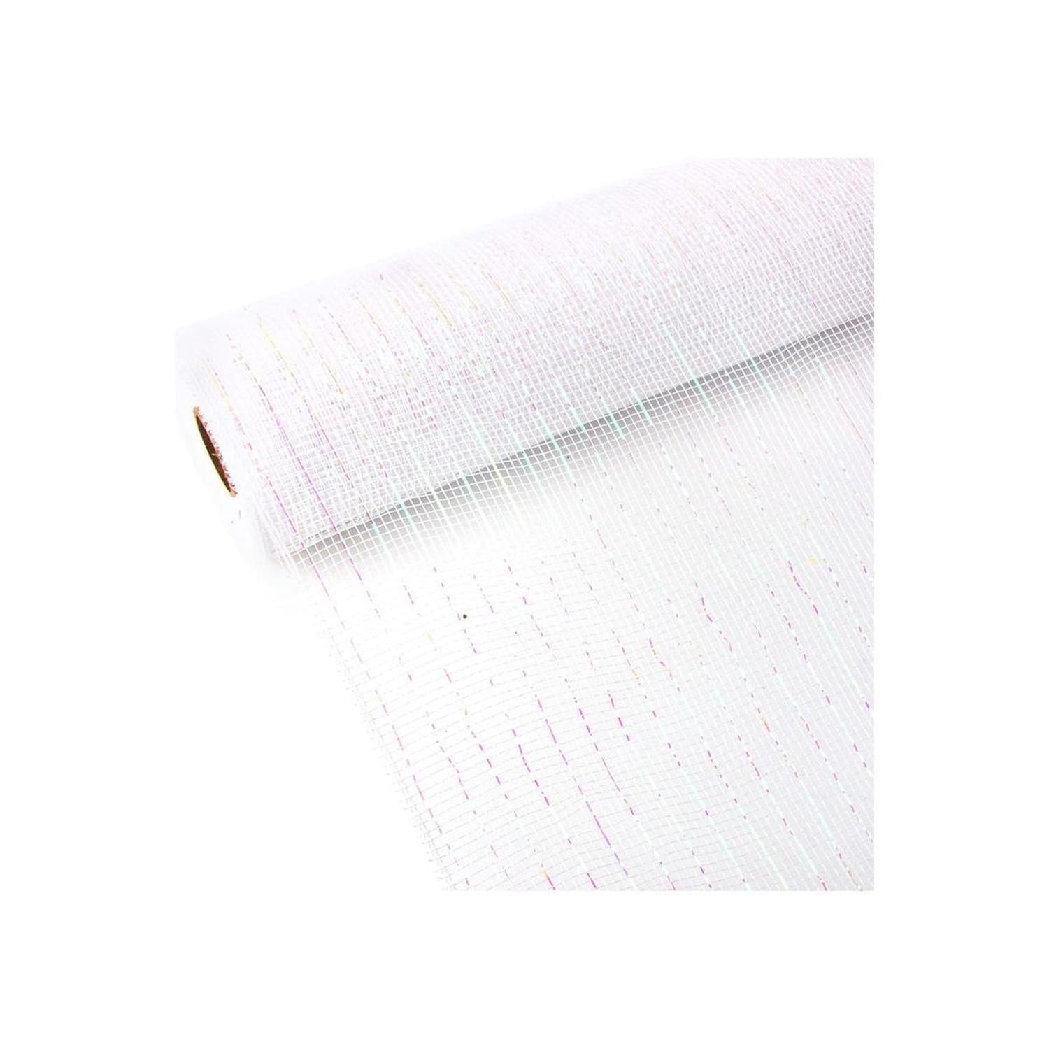 10" Iridescent Foil Mesh Ribbon: White (10 Yards)