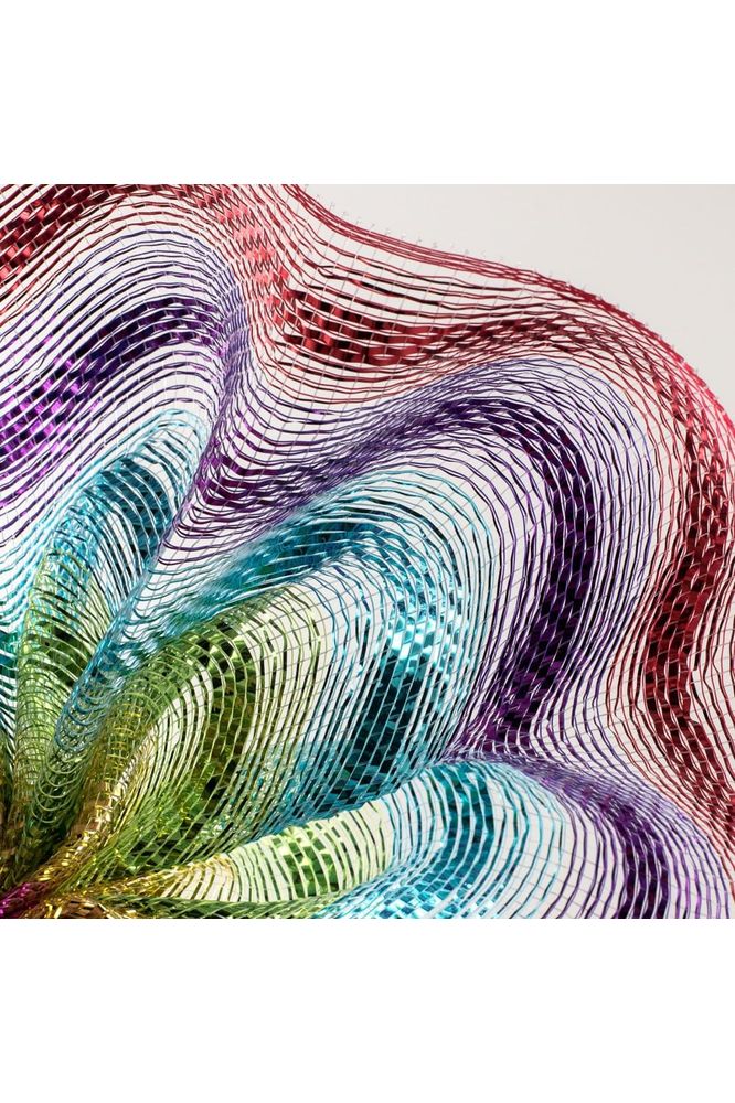 10" Metallic Stripe Mesh: Rainbow (10 Yards) - Michelle's aDOORable Creations - Poly Deco Mesh