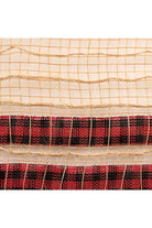 Shop For 10" Patterned Edge Mesh: Natural Jute & Red Buffalo Plaid (10 Yards) XB106810-10