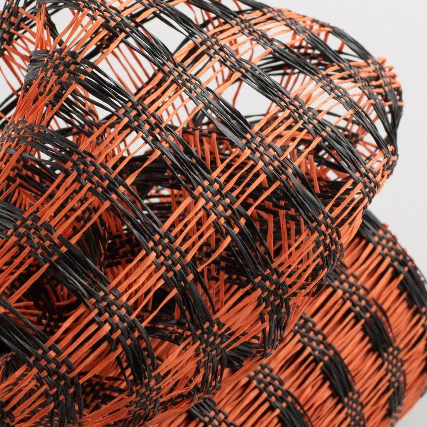 Shop For 10" Poly Burlap Check Mesh Ribbon: Black & Orange (10 Yards) at Michelle's aDOORable Creations