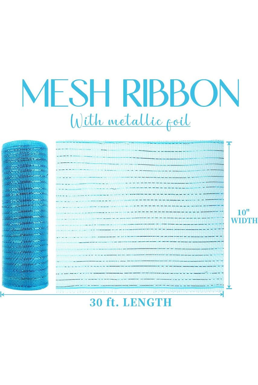 Shop For 10" Poly Deco Mesh: Metallic Turquoise (10 Yards) RE130144