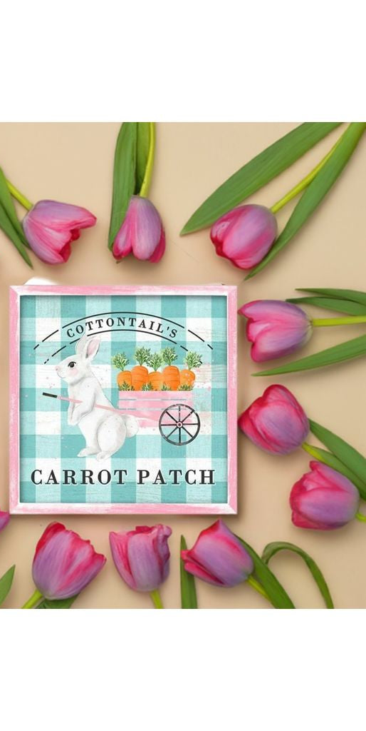 10" Square Wooden Sign: Cottontail's Carrot Patch - Michelle's aDOORable Creations - Wooden/Metal Signs