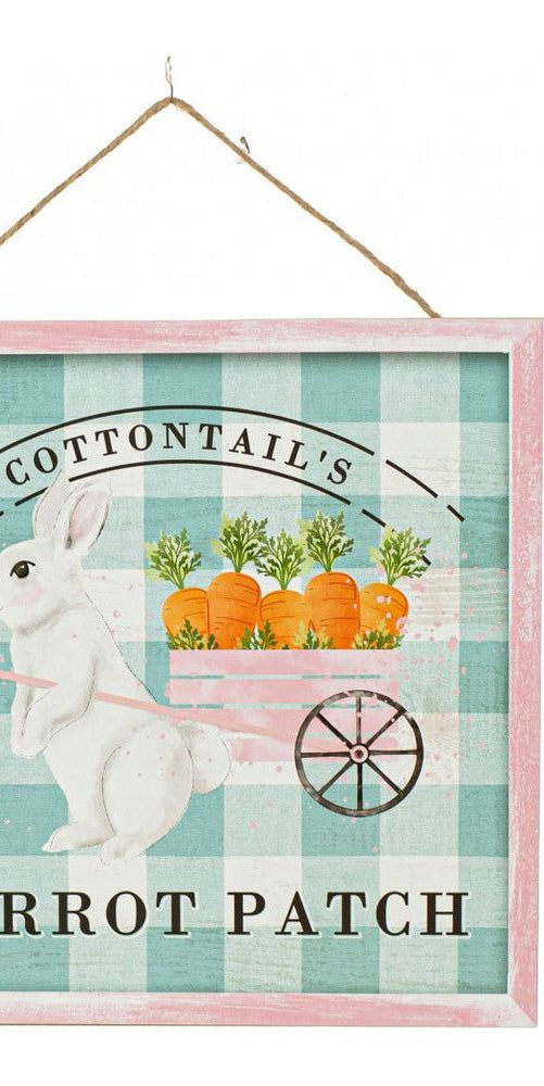 10" Square Wooden Sign: Cottontail's Carrot Patch - Michelle's aDOORable Creations - Wooden/Metal Signs