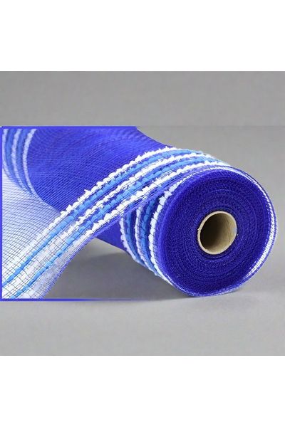 10.5" Drift Border Edge Mesh: Royal Blue/White (10 Yards) - Michelle's aDOORable Creations - Poly Deco Mesh