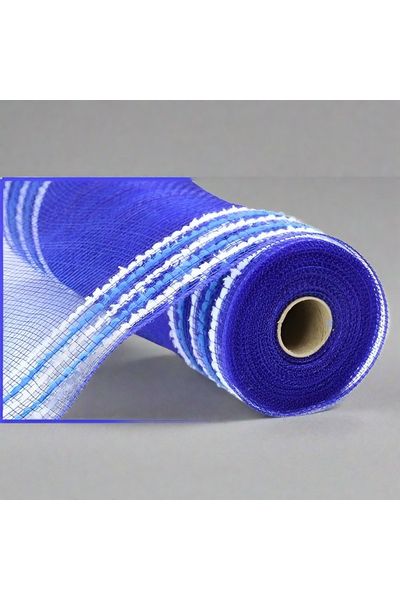 Shop For 10.5" Drift Border Edge Mesh Ribbon: Royal Blue/White (10 Yards) at Michelle's aDOORable Creations