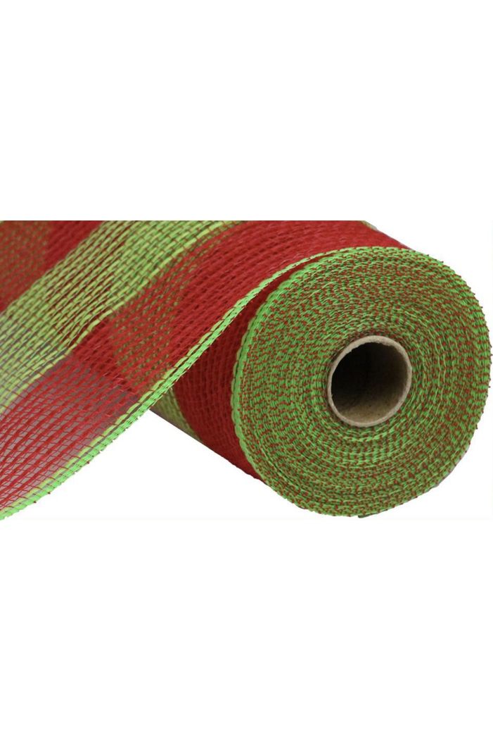 10.5" Faux Jute Wide Stripe Mesh: Red/Green (10 Yards) - Michelle's aDOORable Creations - Poly Deco Mesh