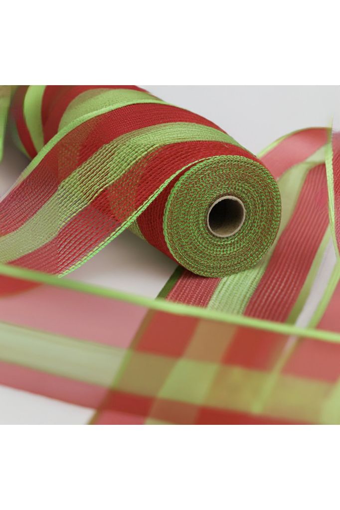10.5" Faux Jute Wide Stripe Mesh: Red/Green (10 Yards) - Michelle's aDOORable Creations - Poly Deco Mesh