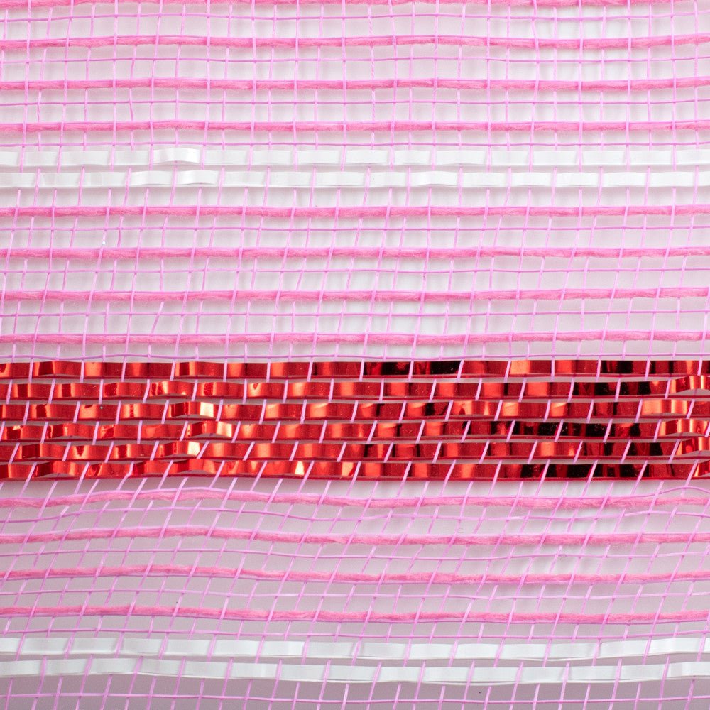 10.5" Poly Faux Jute Metallic Mesh: Pink/Red (10 Yards) - Michelle's aDOORable Creations - Poly Deco Mesh