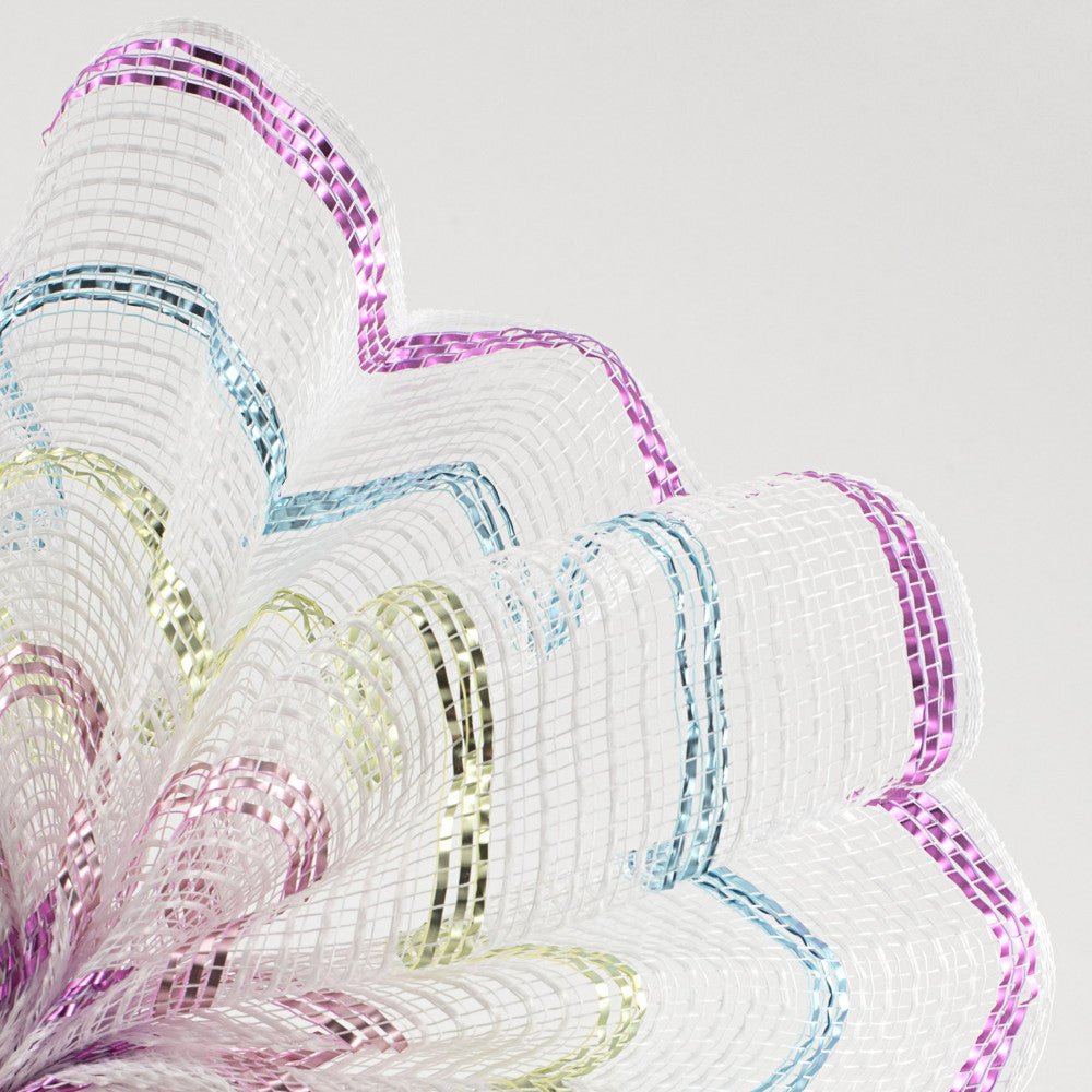 Shop For 10.5" Poly Jute Matte Stripe Mesh Ribbon: Metallic Pastel Stripes (10 Yards) at Michelle's aDOORable Creations