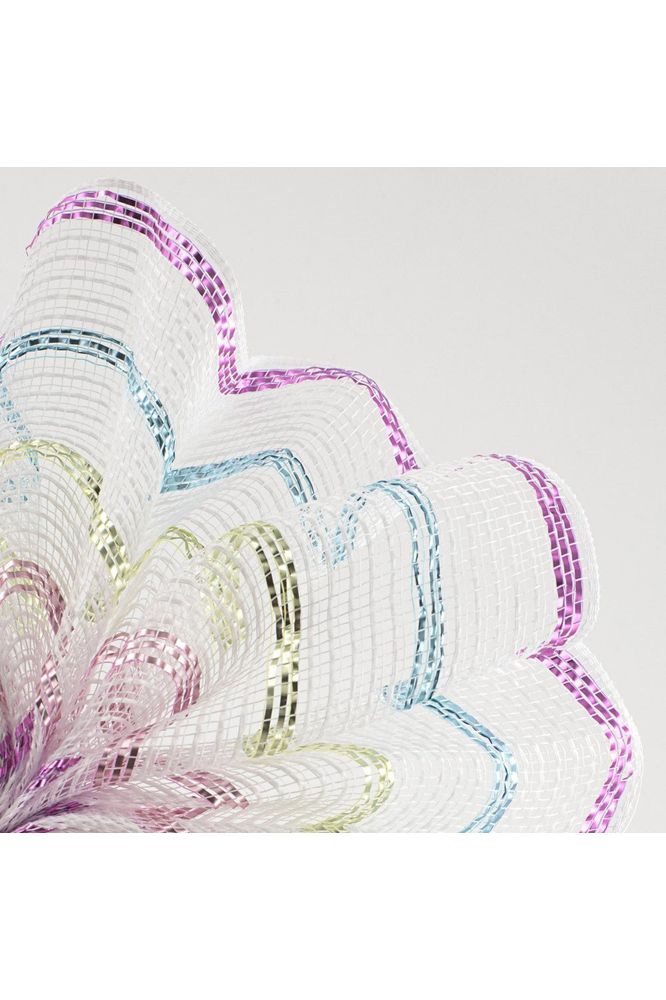 Shop For 10.5" Poly Jute Matte Stripe Mesh Ribbon: Metallic Pastel Stripes (10 Yards) at Michelle's aDOORable Creations