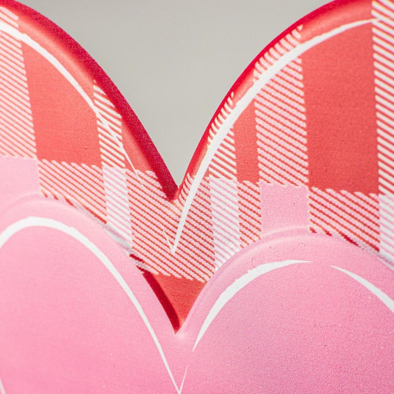 Shop For 12" Metal Embossed Heart Hanger: Red/Pink Plaid at Michelle's aDOORable Creations