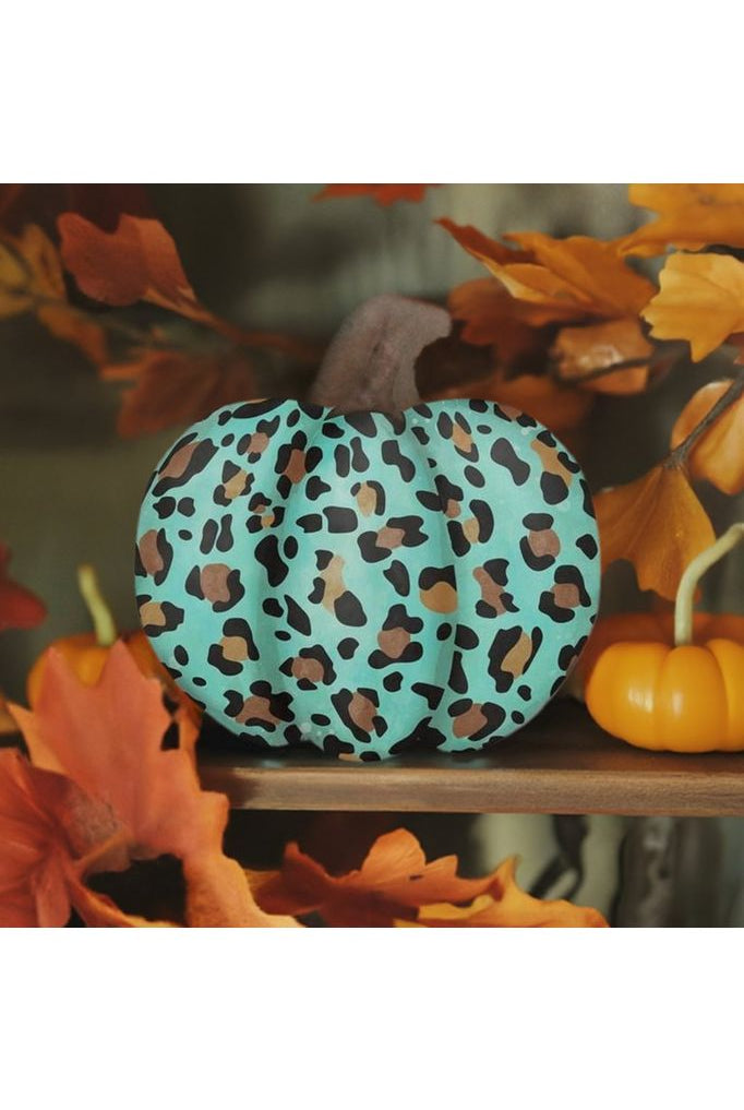 Shop For 12" Metal Embossed Leopard Pumpkin: Teal MD076537