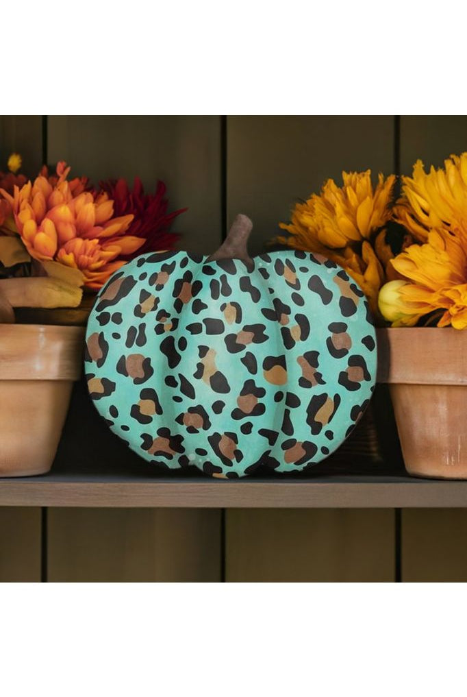 Shop For 12" Metal Embossed Leopard Pumpkin: Teal MD076537