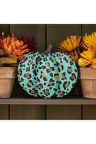 12" Metal Embossed Leopard Pumpkin: Teal - Michelle's aDOORable Creations - Wooden/Metal Signs