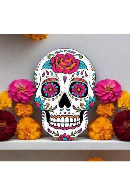 Shop For 12" Metal Embossed Sign: Sugar Skull at Michelle's aDOORable Creations