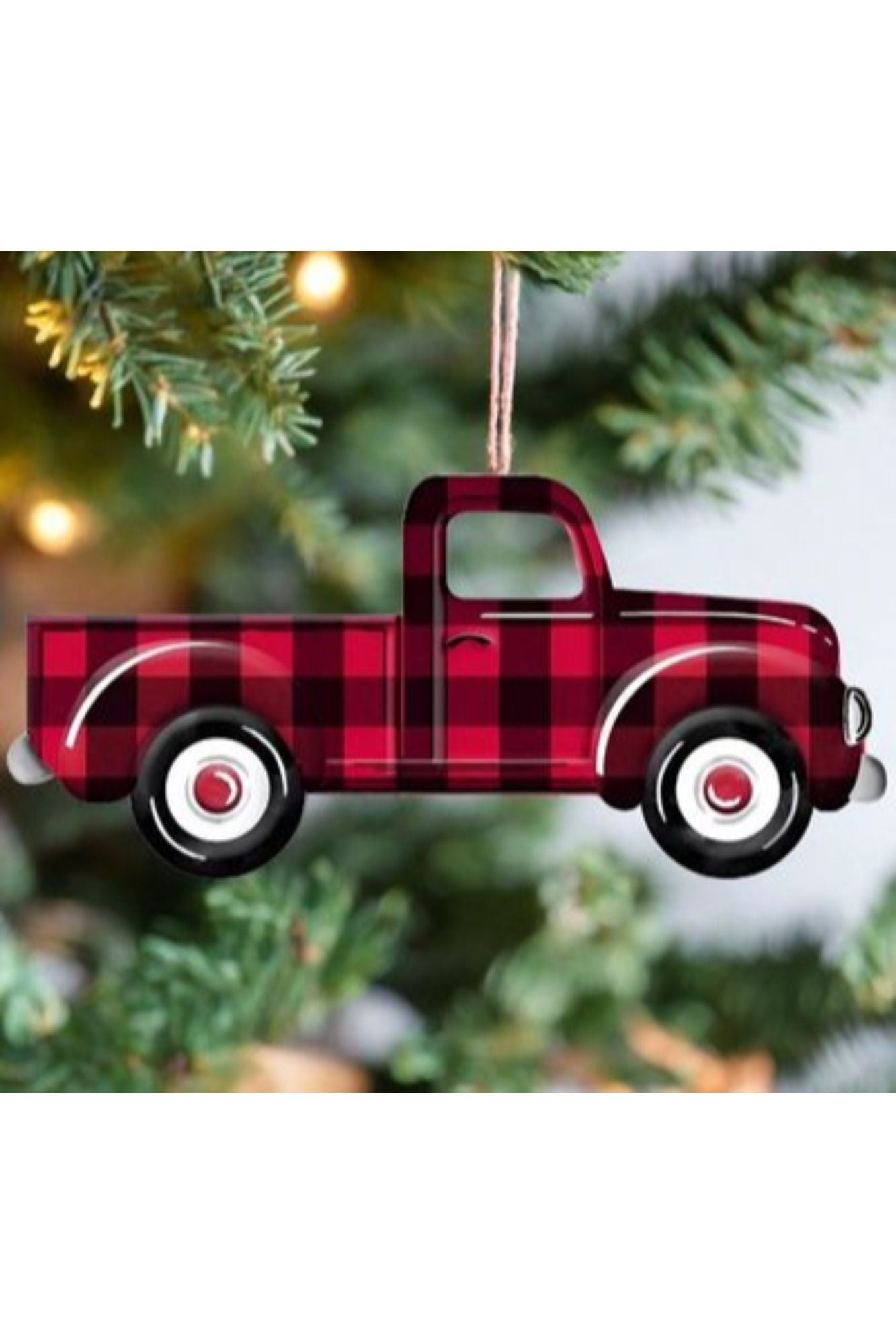 Shop For 12" Metal Embossed Truck: Red/Black Check at Michelle's aDOORable Creations