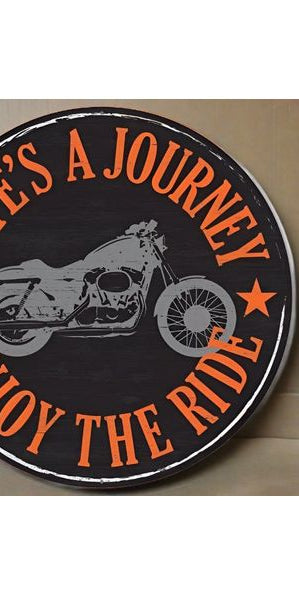 12" Round Metal Sign: Motorcycle - Michelle's aDOORable Creations - Wooden/Metal Signs