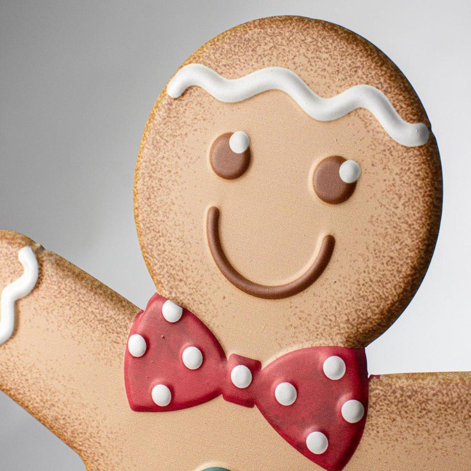 13" Metal Embossed Gingerbread: Boy (Red)