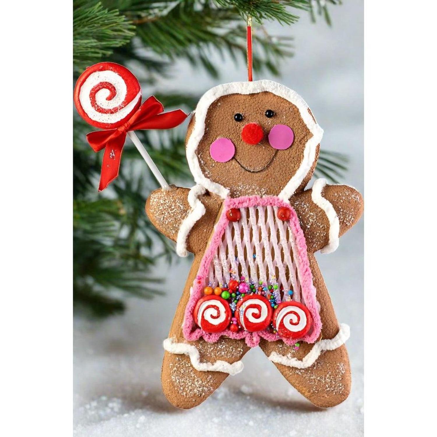 13" Pink Gingerbread Ornament