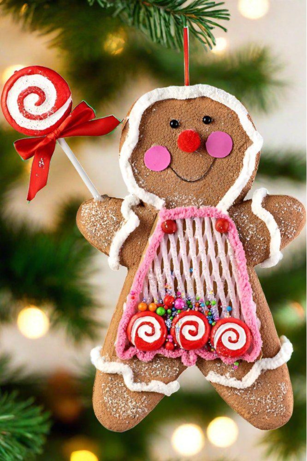 Shop For 13" Pink Gingerbread Ornament at Michelle's aDOORable Creations