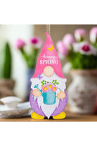 13" Wooden Gnome Shaped Sign: Spring Gnome - Michelle's aDOORable Creations - Wooden/Metal Signs
