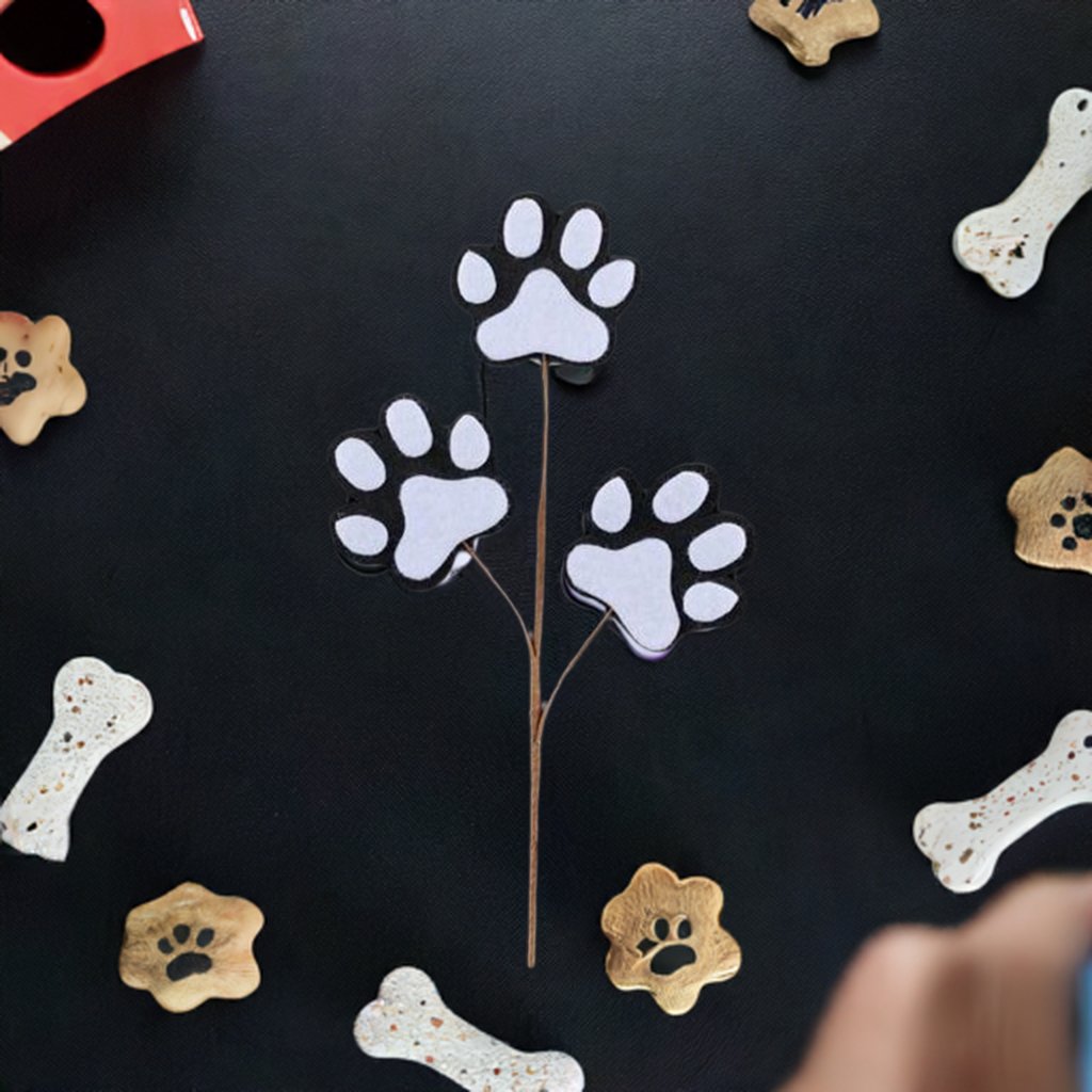 13.5" Felt Paw Print Spray: Black/White - Michelle's aDOORable Creations - Sprays and Picks