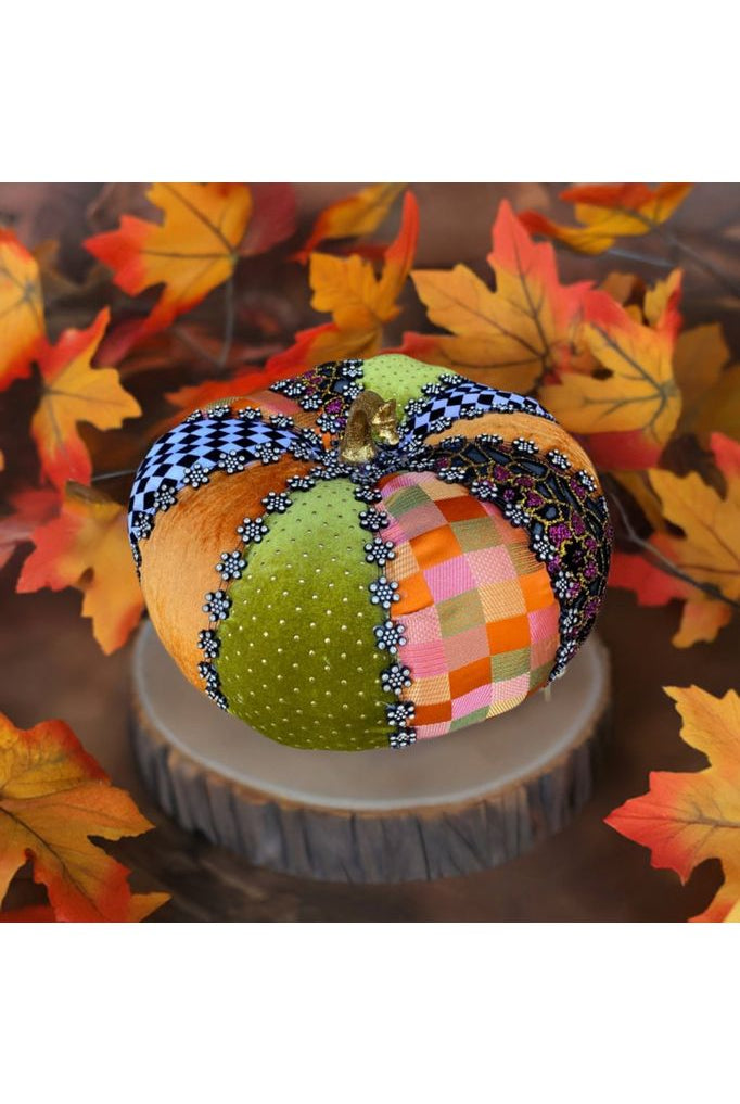 14" Designer Diamond Trim Pumpkin: Multi - Michelle's aDOORable Creations - Pumpkin
