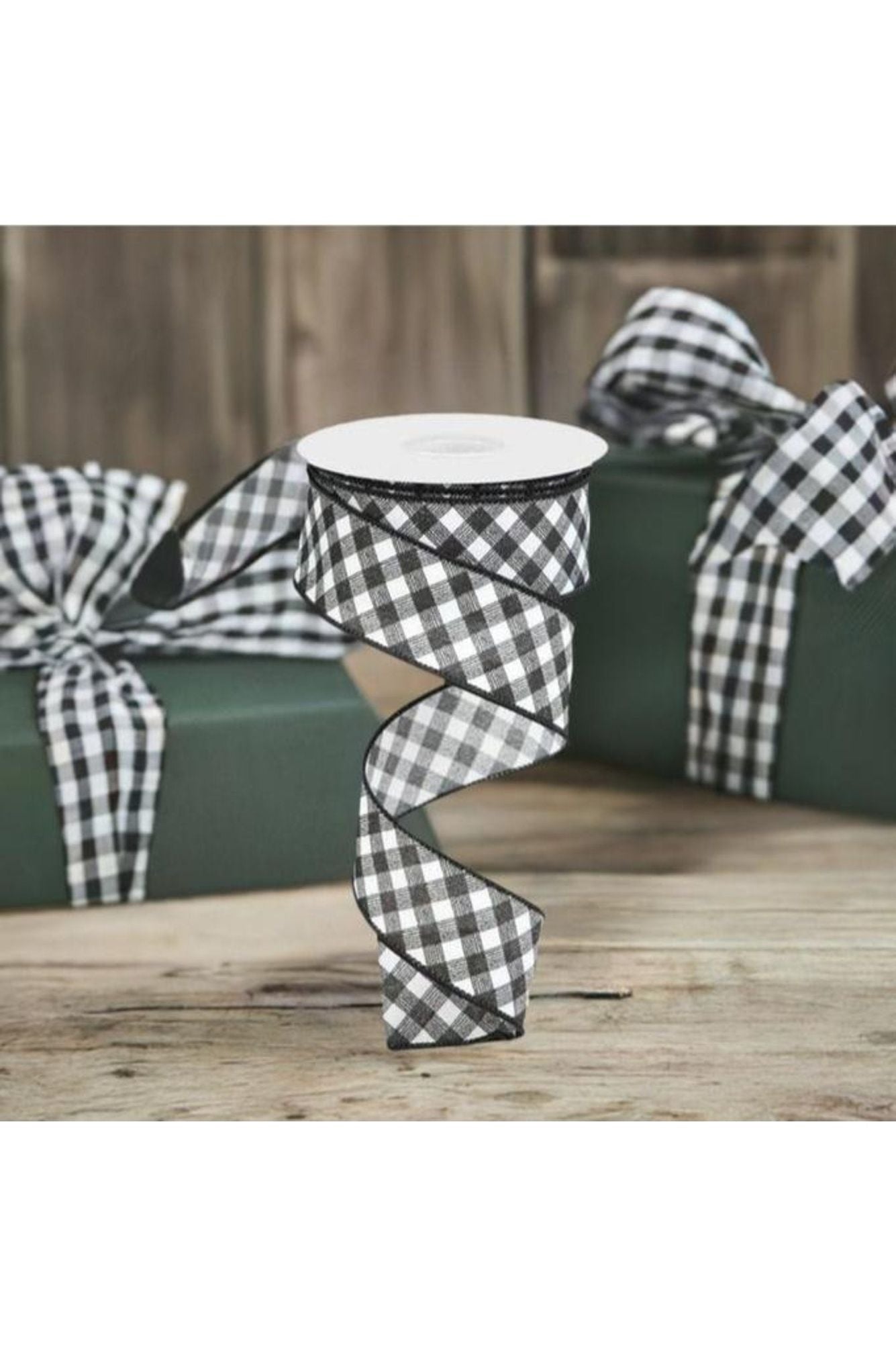 Shop For 1.5" Bias Gingham Ribbon: Black & White (10 Yards) at Michelle's aDOORable Creations