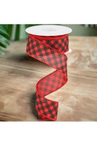 1.5" Bias Gingham Ribbon: Red & Black (10 Yards) - Michelle's aDOORable Creations - Wired Edge Ribbon