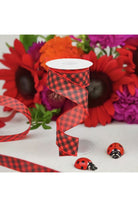 1.5" Bias Gingham Ribbon: Red & Black (10 Yards) - Michelle's aDOORable Creations - Wired Edge Ribbon