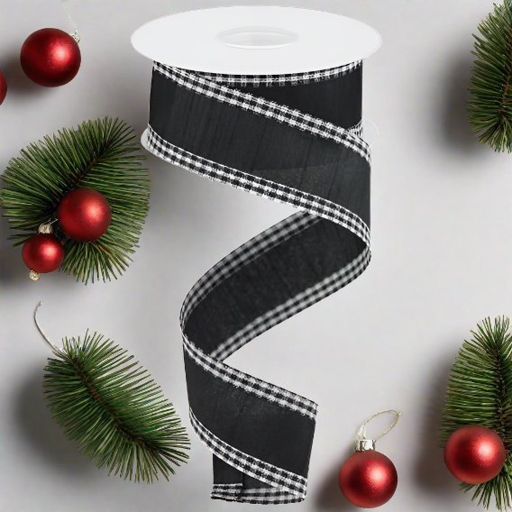 Shop For 1.5" Black Gingham Edge Ribbon: Black (10 Yards) at Michelle's aDOORable Creations