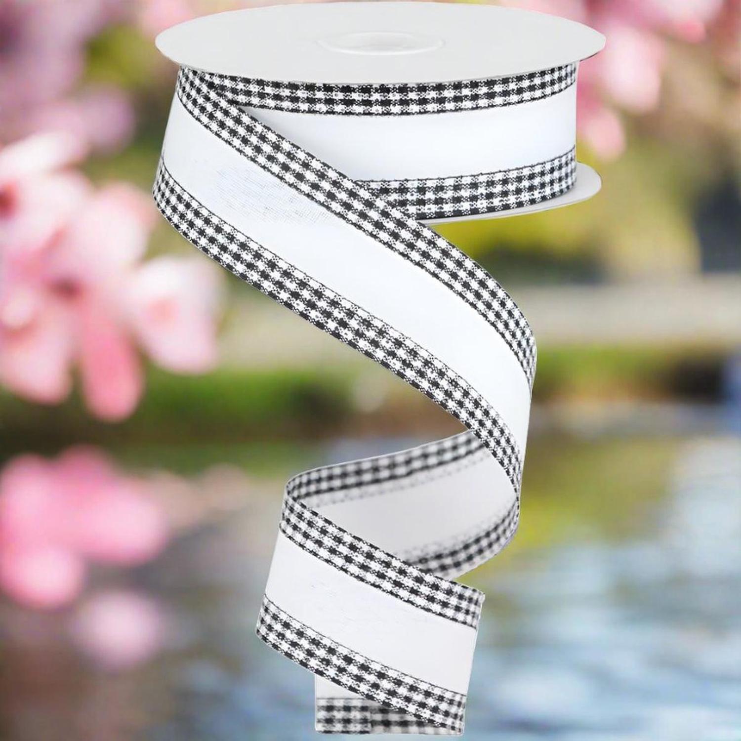 Shop For 1.5" Black Gingham Edge Ribbon: White (10 Yards) at Michelle's aDOORable Creations