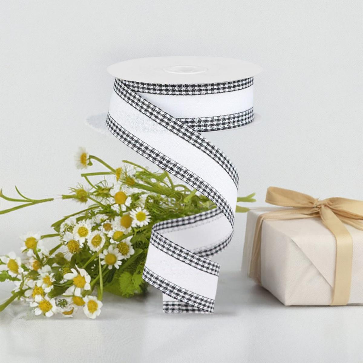 Shop For 1.5" Black Gingham Edge Ribbon: White (10 Yards) at Michelle's aDOORable Creations