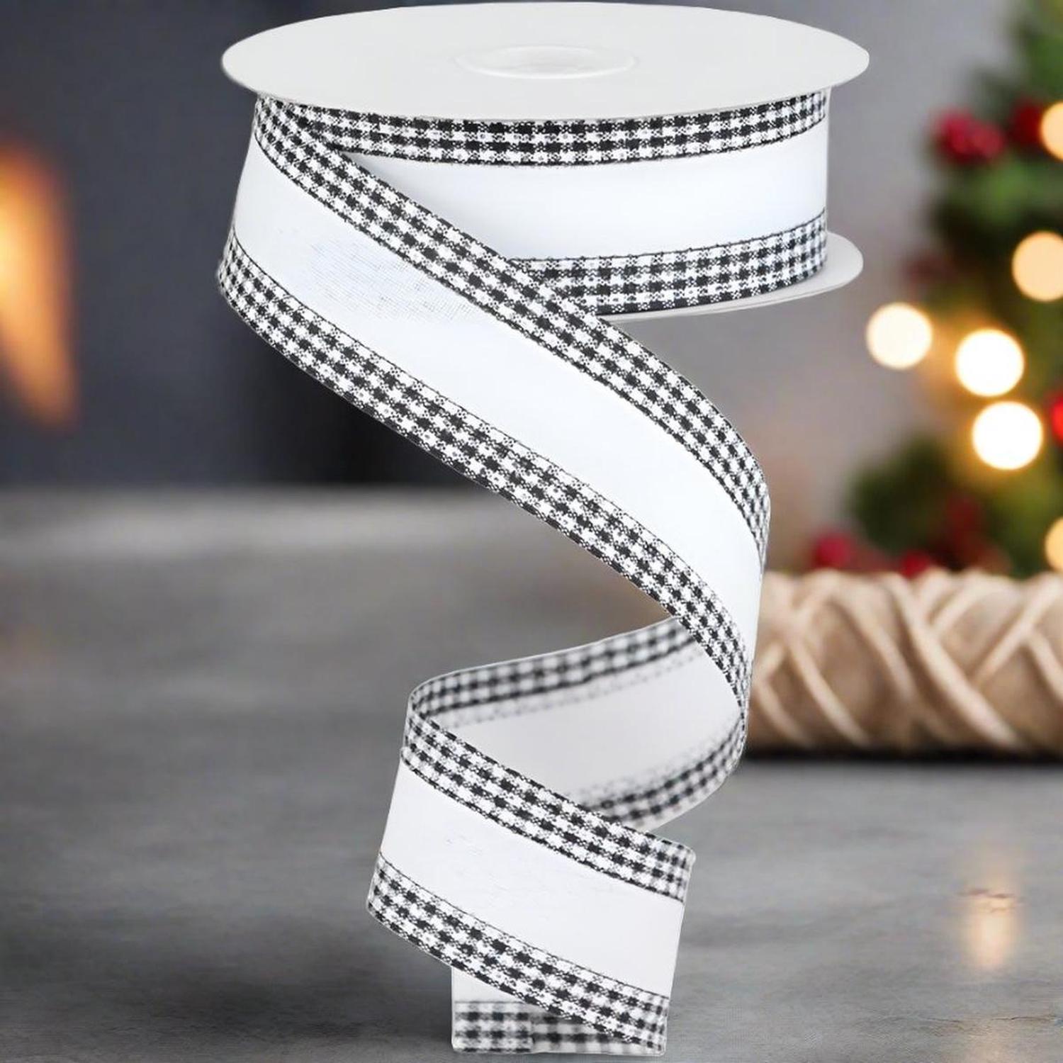 Shop For 1.5" Black Gingham Edge Ribbon: White (10 Yards) at Michelle's aDOORable Creations