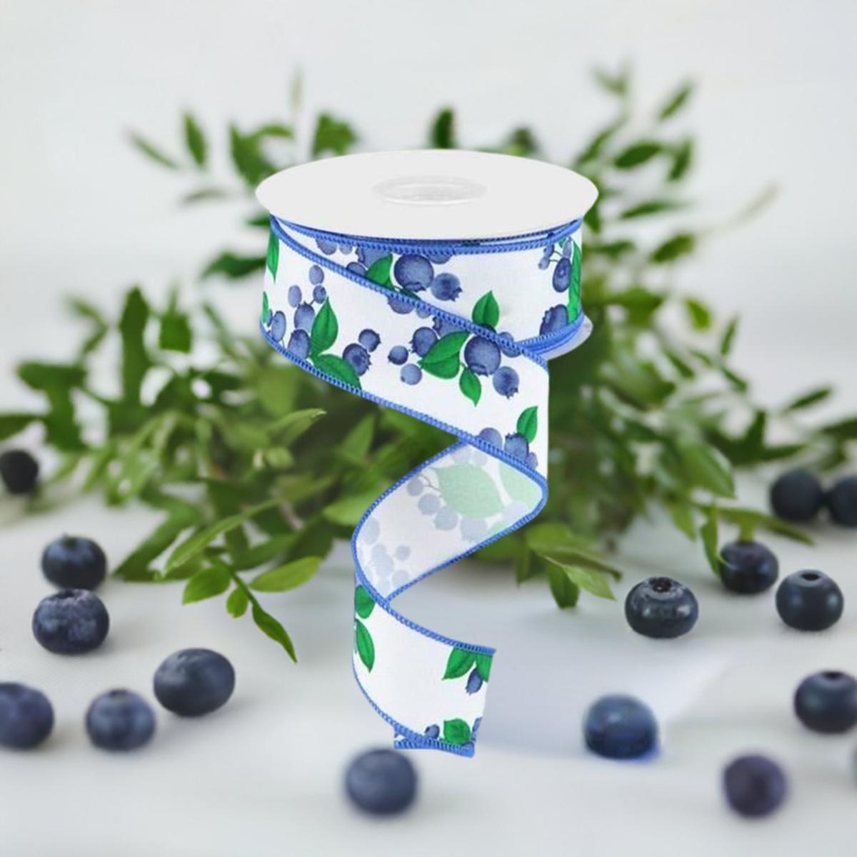 Shop For 1.5" Blueberry Ribbon: White (10 Yards) at Michelle's aDOORable Creations