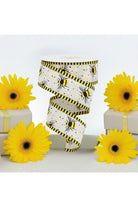 1.5" Bumble Bee Stripe Edge Ribbon: Ivory (10 Yards) - Michelle's aDOORable Creations - Wired Edge Ribbon