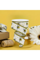 1.5" Bumble Bee Stripe Edge Ribbon: Ivory (10 Yards) - Michelle's aDOORable Creations - Wired Edge Ribbon