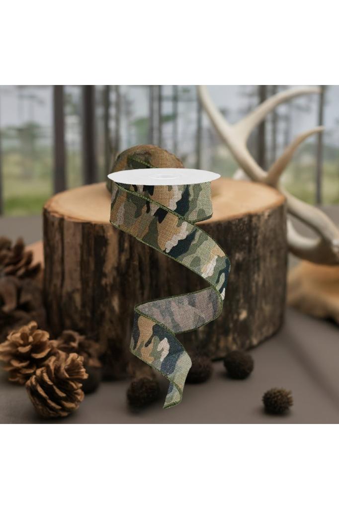 1.5" Camouflage on Royal Ribbon: Camo (10 Yards) - Michelle's aDOORable Creations - Wired Edge Ribbon