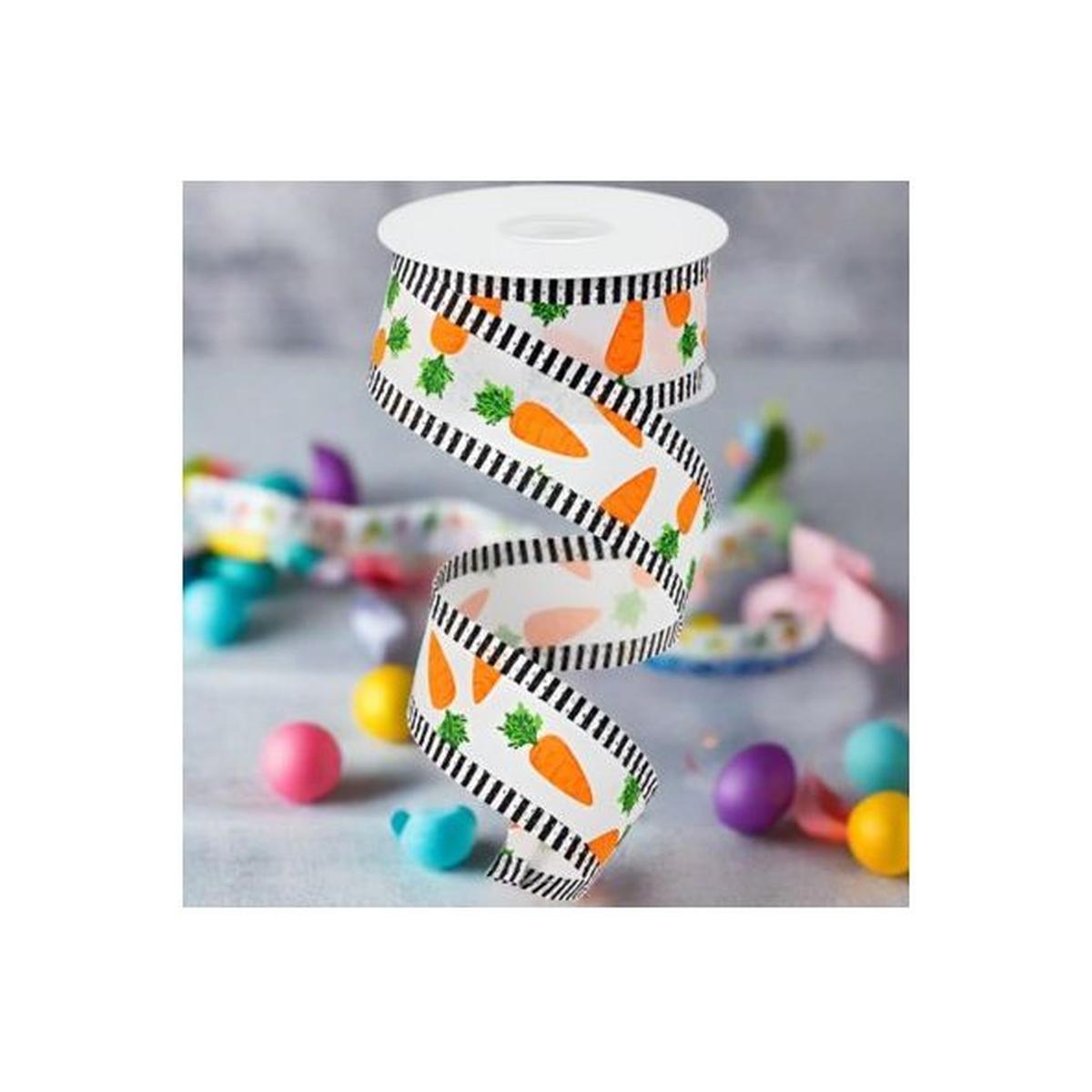 Shop For 1.5" Carrots Thin Stripe Ribbon: White (10 Yards) at Michelle's aDOORable Creations
